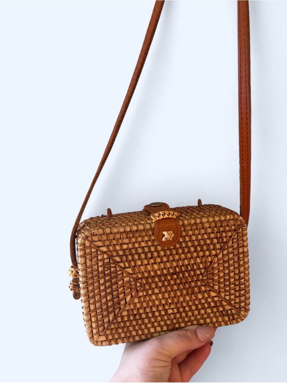 Woven Crossbody Bag in Natural Brown